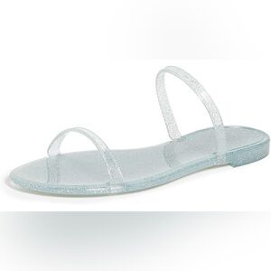 Stuart Weitzman Womens Sawyer Slide Silver Glitter Sparkle Jelly Sandals Slip On